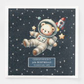 Custom Teddy Bear Astronaut Napkins Baby Geburtsta Serviette (Vorderseite)