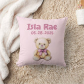 Custom Teddy Bear Baby Girl Name & DOB Kissen (Decke)