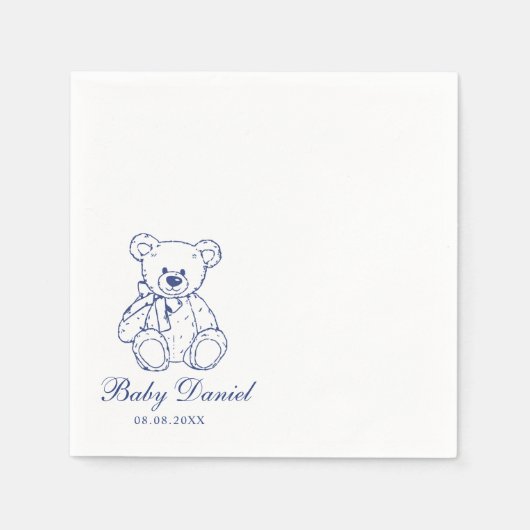 Custom Teddy Bear Baby Shower Serviette (Vorderseite)