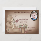 Custom Teddy Bear Geburtstagsparty Einladung (Vorderseite)