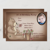 Custom Teddy Bear Geburtstagsparty Einladung (Vorne/Hinten)