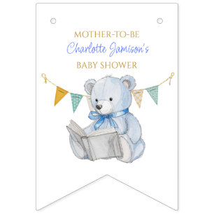 Custom Teddy Bear lesen ein Buch Baby Shooter Wimpelkette