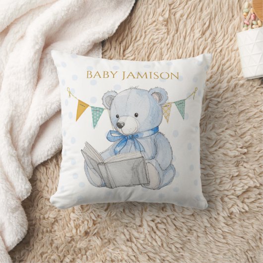 Custom Teddy Bear lesen ein Buch Kissen (Decke)
