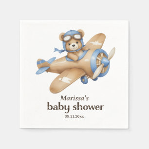 Custom Teddy Bear Pilot Baby Boy Dusche Serviette