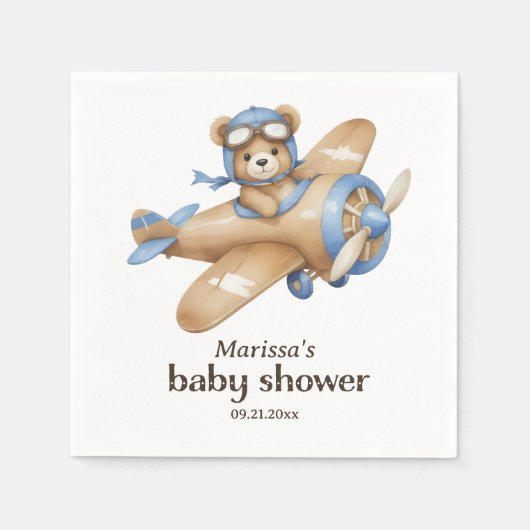 Custom Teddy Bear Pilot Baby Boy Dusche Serviette (Vorderseite)