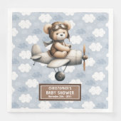 Custom Teddy Bear Pilot Napkins Baby Boy Dusche Serviette (Vorderseite)