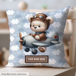 Custom Teddy Bear Pilot Pillow Baby Boy Kinderzimm Kissen