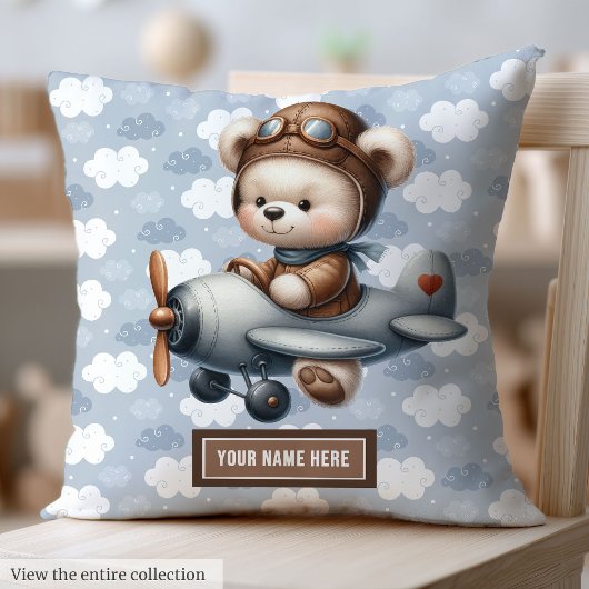 Custom Teddy Bear Pilot Pillow Baby Boy Kinderzimm Kissen