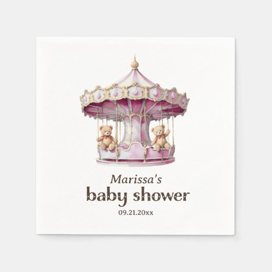 Custom Teddy Bear Twin Girl Babydusche Serviette (Vorderseite)