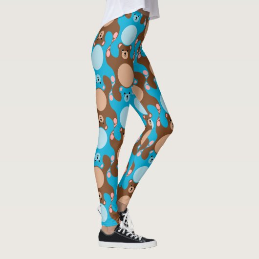 Custom Teddy Bears Blue Brawn Tees Leggings (Rechts)