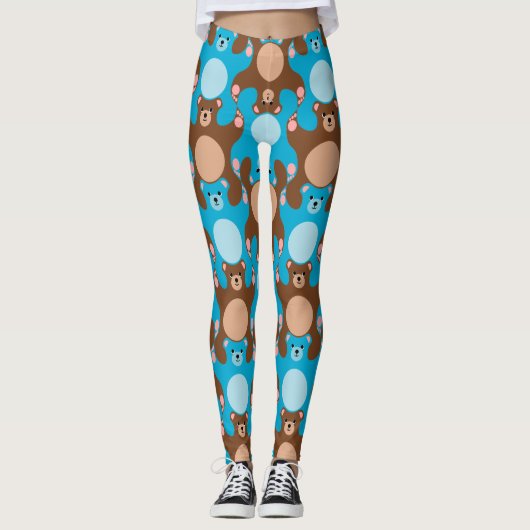 Custom Teddy Bears Blue Brawn Tees Leggings (Vorderseite)