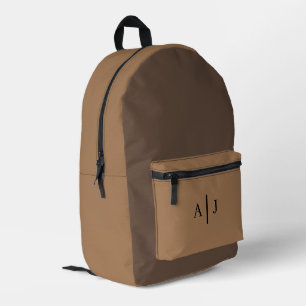 Custom Teen Backpack - Mocha Brown mit Initialen Bedruckter Rucksack