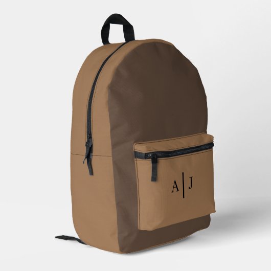 Custom Teen Backpack - Mocha Brown mit Initialen Bedruckter Rucksack (Rückseitige Ecke links)