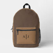 Custom Teen Backpack - Mocha Brown mit Initialen Bedruckter Rucksack (Vorderseite)