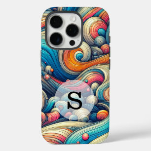 Custom Template Psychedelic Wavy Print iPhone 16 Pro Hülle