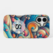 Custom Template Psychedelic Wavy Print iPhone 16 Hülle (Rückseite (Horizontal))