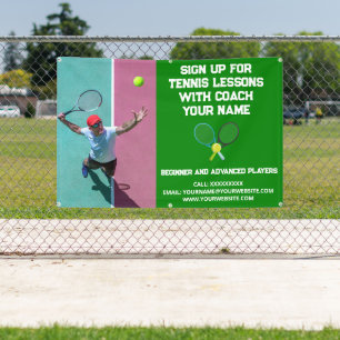 Custom Tennis Coach Coache Klassenunterricht Green Banner