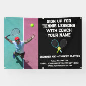 Custom Tennis Coach Coache Unterricht Schwarz Banner (Horizontal)