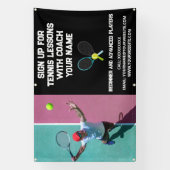 Custom Tennis Coach Coache Unterricht Schwarz Banner (Vertikal)