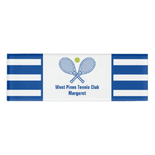 Custom Tennis Country Club Blaue Streifen Namenschild