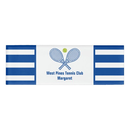 Custom Tennis Country Club Blaue Streifen Namenschild (Vorderseite)