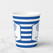 Custom Tennis Country Club Blaue Streifen Pappbecher (Links)