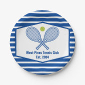 Custom Tennis Country Club Blaue Streifen Pappteller (Vorderseite)