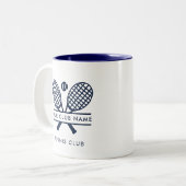Custom Tennis Country Club Name Navy Blue Zweifarbige Tasse (Vorderseite Links)