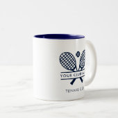 Custom Tennis Country Club Name Navy Blue Zweifarbige Tasse (VorderseiteRechts)