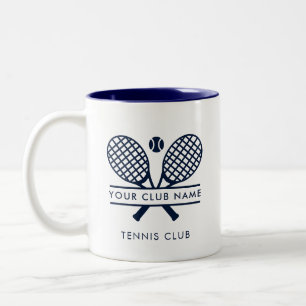 Custom Tennis Country Club Name Navy Blue Zweifarbige Tasse