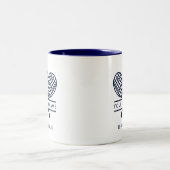 Custom Tennis Country Club Name Navy Blue Zweifarbige Tasse (Mittel)