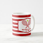 Custom Tennis Country Club Roter Streifen Kaffeetasse (VorderseiteRechts)