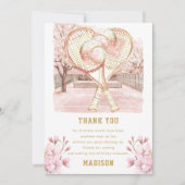 Custom Tennis Luxury Girl Birthday Dankeskarte (Vorderseite)