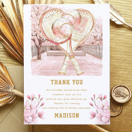 Custom Tennis Luxury Girl Birthday Dankeskarte