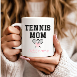 Custom Tennis Mama mit rosa Bow & Rackets Kaffeetasse
