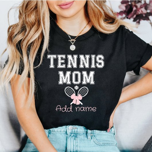 Custom Tennis Mama mit rosa Bow & Rackets T-Shirt