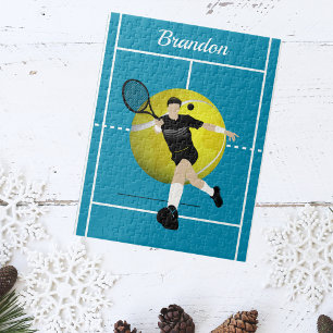 Custom Tennis Player Court Jigsaw Puzzle