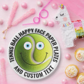 Custom Tennis Theme Party BLUE EYES Happy Face 9" Pappteller (Party)