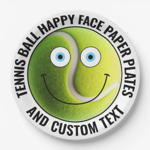 Custom Tennis Theme Party BLUE EYES Happy Face 9" Pappteller