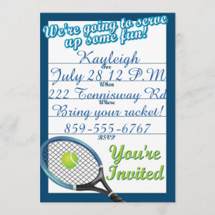 Custom Tennis Themed Einladung