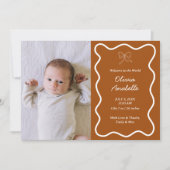 Custom Terracotta Bow Wavy Boho Collage Baby Birth Ankündigung (Vorderseite)