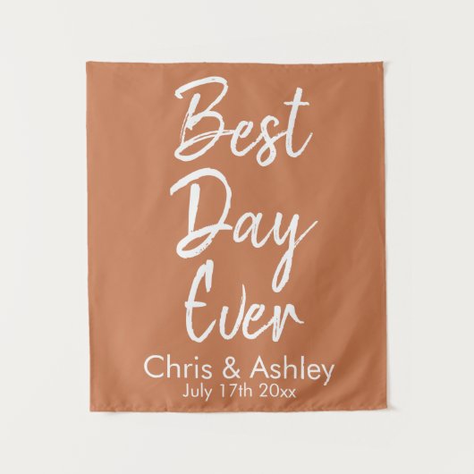 Custom Terracotta Wedding Background Best Day Ever Wandteppich (Vorderseite)