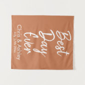 Custom Terracotta Wedding Background Best Day Ever Wandteppich (Vorderseite (Horizontal))