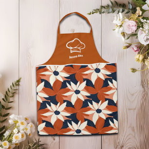 Custom Terracotta White Floral Elegante Schürze