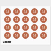 Custom TERRACOTTA White Monogram Letter Runder Aufkleber (Blatt)