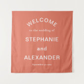 Custom Terracotta White Text Willkommen bei Hochze Wandteppich (Vorderseite)