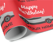 Custom Tesla pickup truck personalized Birthday Geschenkpapier (Rolleneckpunkt)