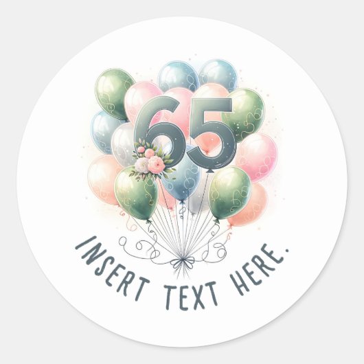 Custom Text 65th birthday balloon stickers (Vorderseite)