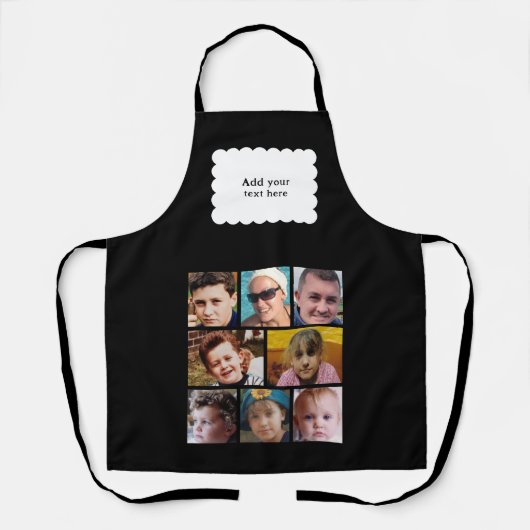 Custom text 8 photos white black schürze (Vorderseite)
