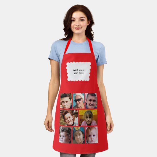 Custom text 8 photos white red schürze (Getragen)